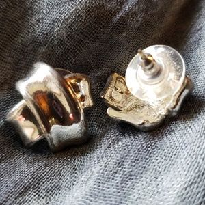 Silver Tone Cross Earrings